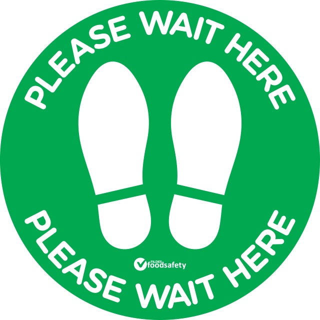 300mm circle - Please Wait Here Floor Sticker 10 pack