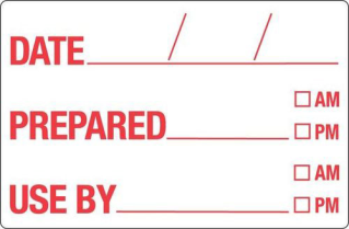 49 x75mm Date/Prepared/Use By