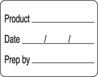 Removable 38 x 25mm Product/Date/Prep By