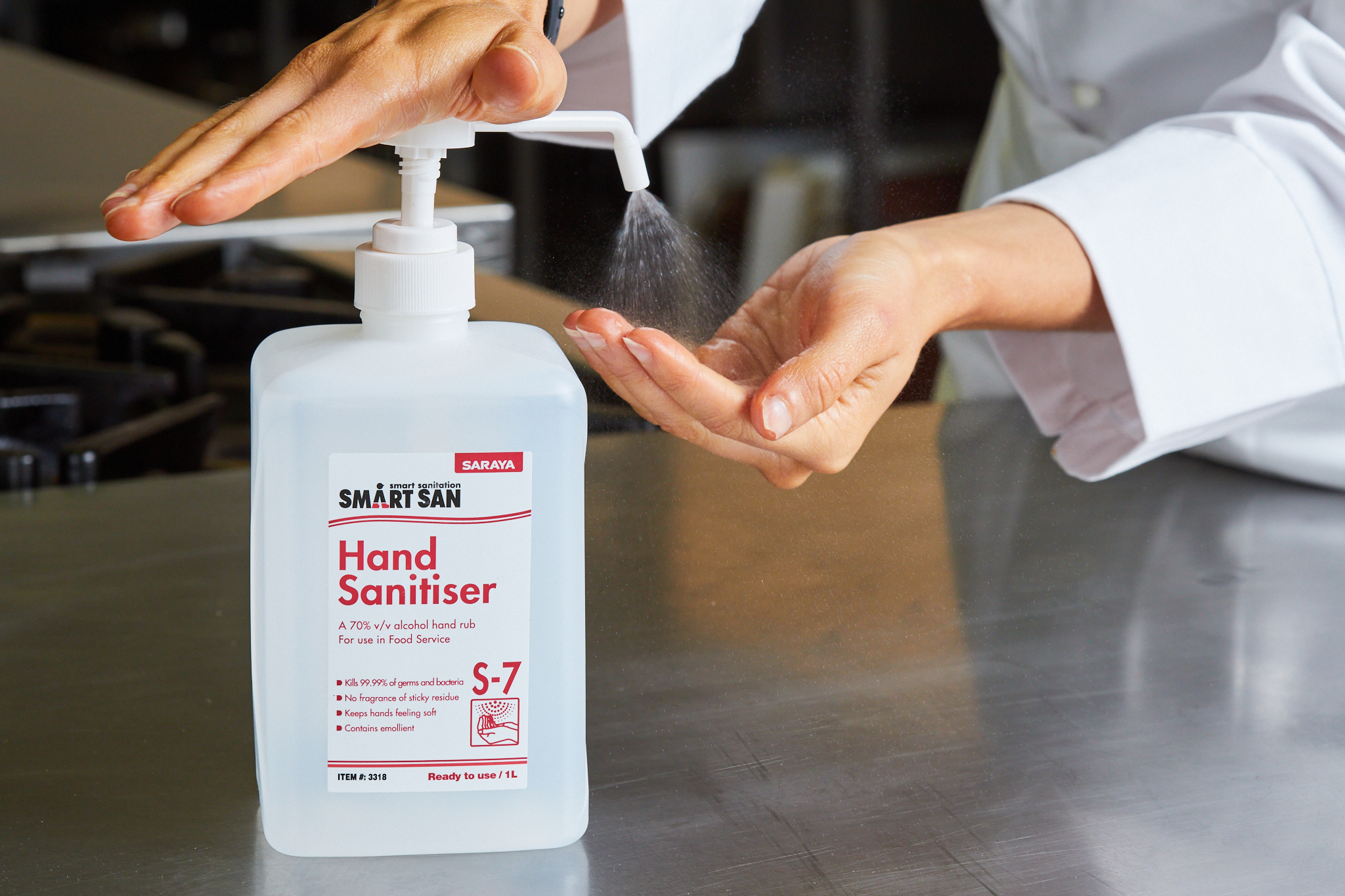 Smart San Instant Mist Hand Pump Sanitiser - 1 Litre Bottle - Smart San